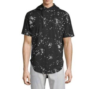 American Stitch‎ Men's Sz Black White Splatter Paint Short Sleeve Hoodie